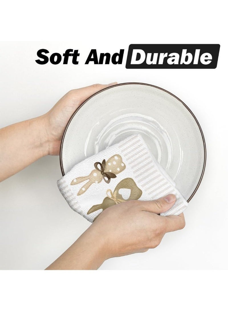 ChicAbode Stripe Rabbit Bunny Eggs Easter Kitchen Towels Dish Towels, 16x23 Inch Spring Decoration Hand Towels Set of 2 - Image 3